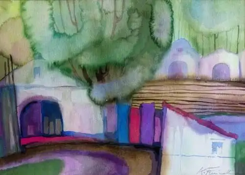 Aquarell Abstrakte Landschaft von Kurt Freundlinger  