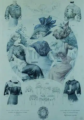 Farbradierung Le Salon des Modes Parisiennes  