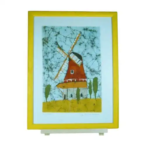 Batik Landschaft mit Windmühle