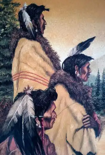 Ölgemälde Indianer mit Adler von J. Vogtschmidt  