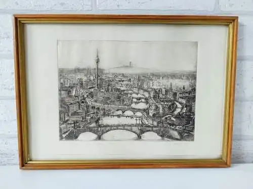 Radierung Vom Fernsehturm zum Müggelsee 