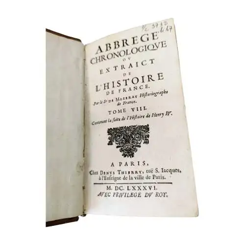 Buch Abbrege Chronologique de L'Histoire de France von St. De Mezeray  