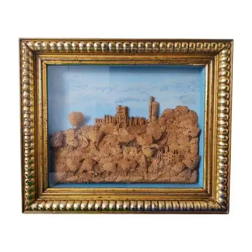 Korkbild Kork-Diorama Schlosslandschaft 19. Jahrhundert