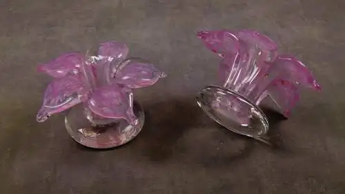 Kerzenhalter Murano-Stil mit Blütendesign  