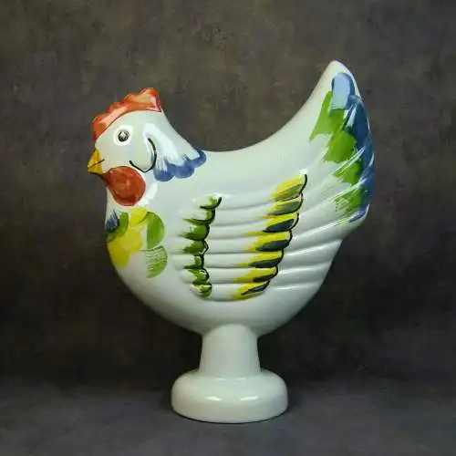 Keramikfigur Huhn mit Blumendesign  