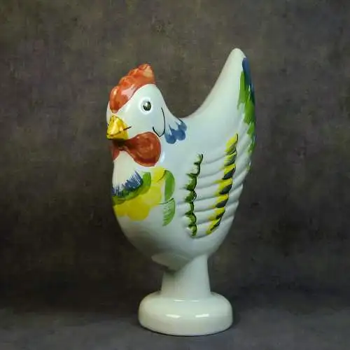 Keramikfigur Huhn mit Blumendesign  