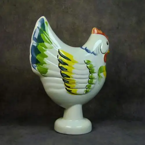 Keramikfigur Huhn mit Blumendesign  
