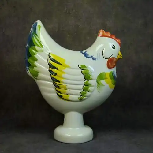 Keramikfigur Huhn mit Blumendesign  