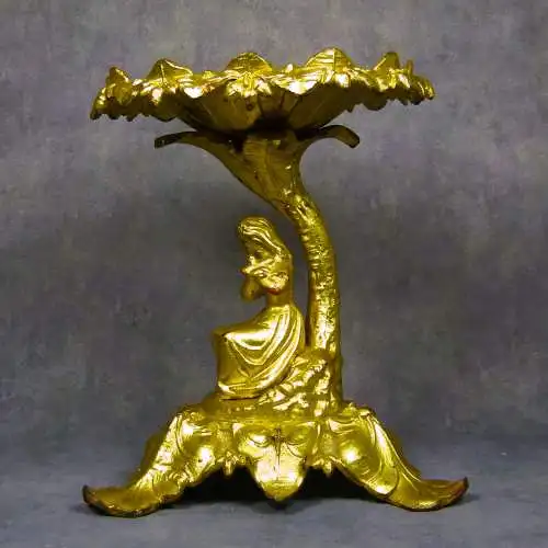 Kerzenhalter Goldguss mit Frauenfigur  