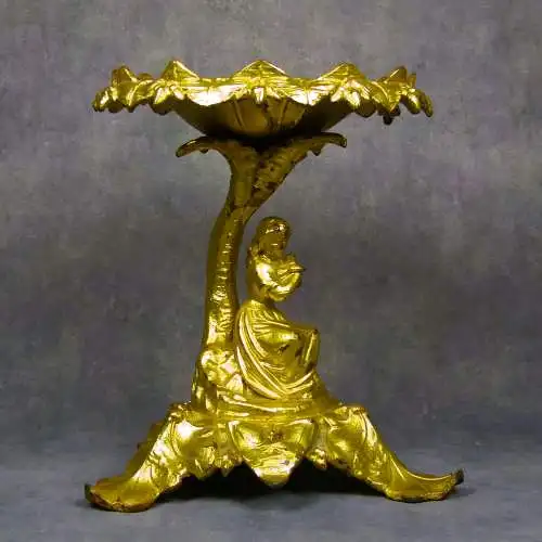 Kerzenhalter Goldguss mit Frauenfigur  