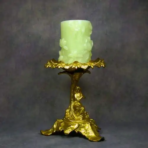 Kerzenhalter Goldguss mit Frauenfigur  