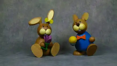 Holzfiguren Hasen von Erzgebirge Ullrich Seiffen  