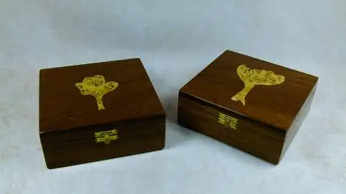 Zigarettenboxen-Set mit Wurzelholz-Intarsien  