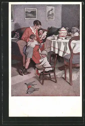 Künstler-AK Brynolf Wennerberg: Kriegspostkarte Nr. 9, Gute Nachrichten von der Front