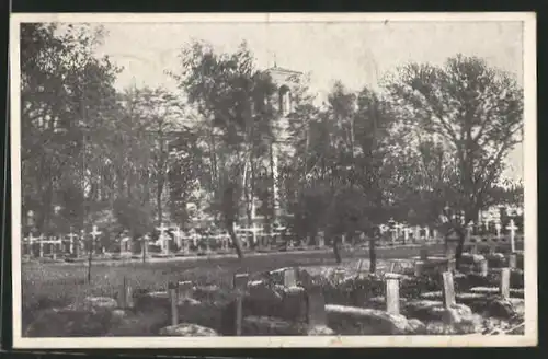 AK Brest-Litowsk, Friedhof mit Kirche