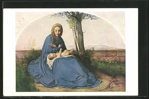 AK Madonna unter Blüten