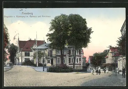 AK Pinneberg, Dingstätte n. Rübekamp m. Rathaus und Kreishaus