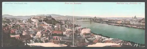 Klapp-AK Budapest, Panorama vom Blocksberg aus mit Blick über die Donau, Drezda-Budapest