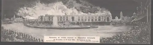 Klapp-AK Bruxelles, Exposition 1910, Panorama du terrible Incendie de l\'Exposition Universelle