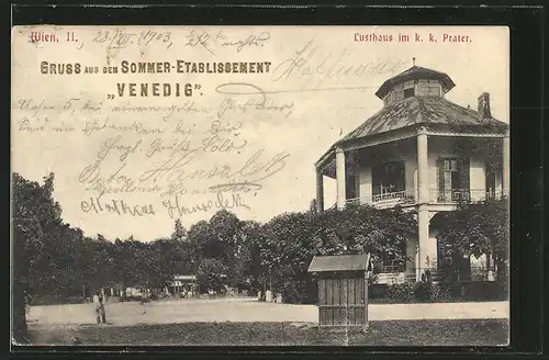 AK Wien, Prater, Sommer-Etablissement \"Venedig\", Lusthaus