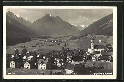 AK Fulpmes, Talblick mit Weiden und Feldern