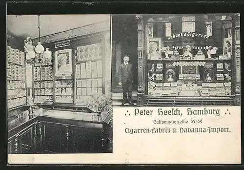 AK Hamburg-Neustadt, Cigarrenfabrik & Havanna-Import Peter Heesch, Caffamacherreihe 67/69