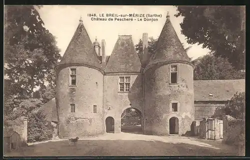 AK Le Breil-sur-Mérize, Château de Pescheré, Le Donjon
