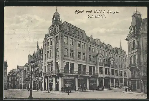 AK Reichenberg / Liberec, Hotel und Cafe I. Ranges Schienhof v. Josef Krall, Hotelier