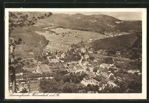 AK Weissenbach, Ortschaft vom nahen Berg aus gesehen