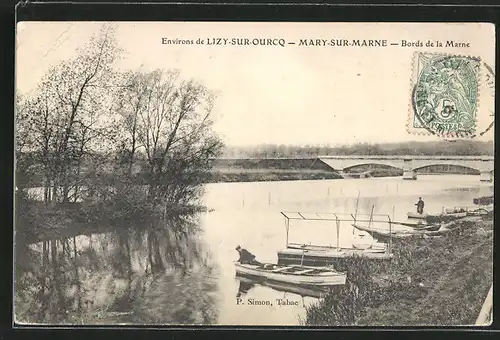 AK Mary-sur-Marne, Bords de la Marne