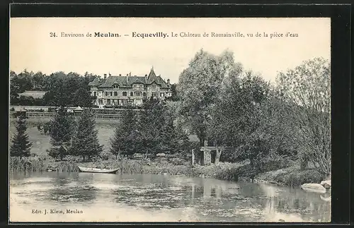 AK Ecquevilly, Le Château de Romainville, vu de la priece d'Eau