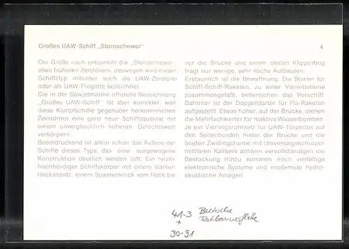 Foto-AK Baltische Rotbannerflotte, Kriegsschiff UAW - U-Boot-Abwehr-Schiff Storoschewoi der UDSSR, Kennung 500