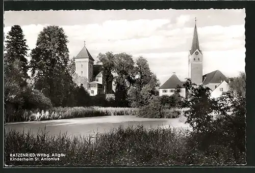 AK Ratzenried, Kinderheim St.Antonius mit Teich
