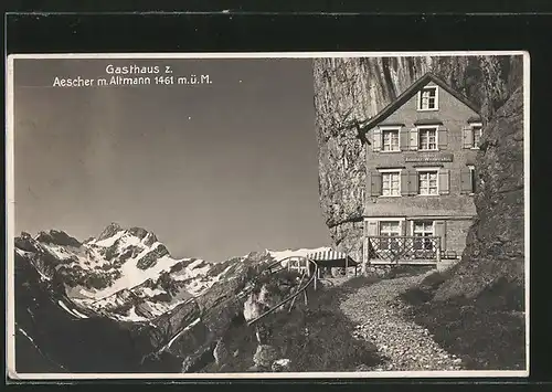 AK Aescher, Blick auf Gasthaus mit Altmann