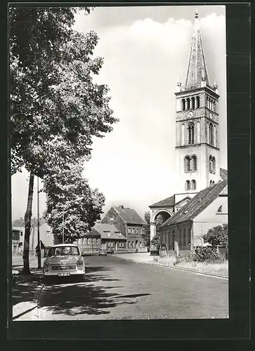 AK Oranienburg, Blick in die Havelstrasse mit Kirche