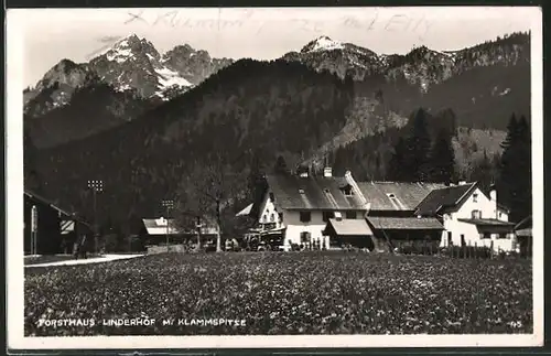 AK Oberammergau, Forsthaus Linderhof mit Klammspitze