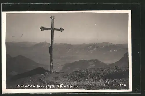 AK Gipfelkreuz auf der Hohen Salve mit Blick gegen Sonnwendloch