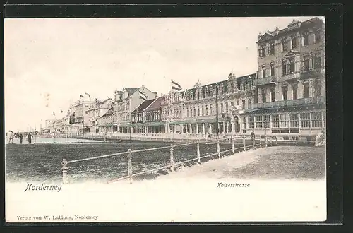 AK Norderney, Kaiserstrasse mit Tennisplätzen