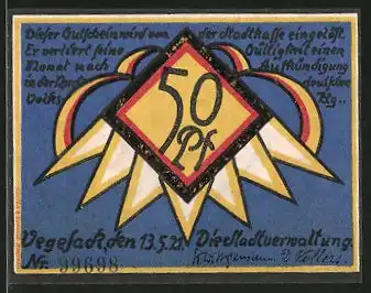 Notgeld Vegesack 1921, 50 Pfennig, Segelschiff