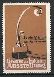 Reklamemarke Ludwigsburg, Gewerbe-und Industrie-Ausstellung 1914, Hobel, braun