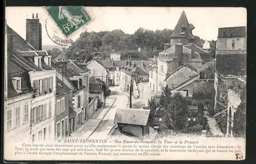 AK Saint-Florentin, Rue Basse-du-Rempart, la Tour et le Prieure