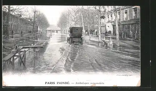 AK Paris, Inondé, Ambulance automobile, mobile Ambulance, Hochwasser