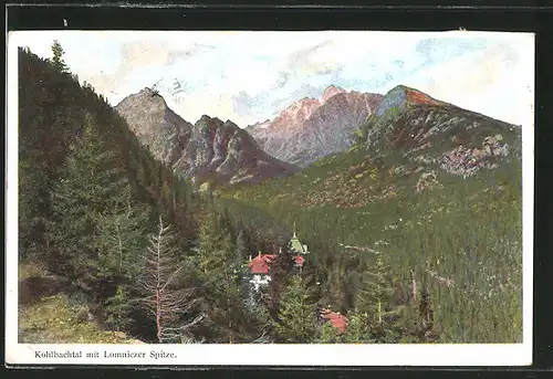AK Tatra-Hohe Tatra, Kohlbachtal mit Lomniczer Spitze im Tatra-Gebirge