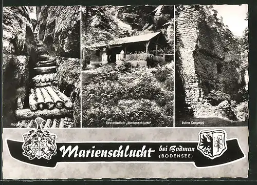 AK Bodman, Marienschlucht, Restauration "Marienschlucht", Ruine Kargegg