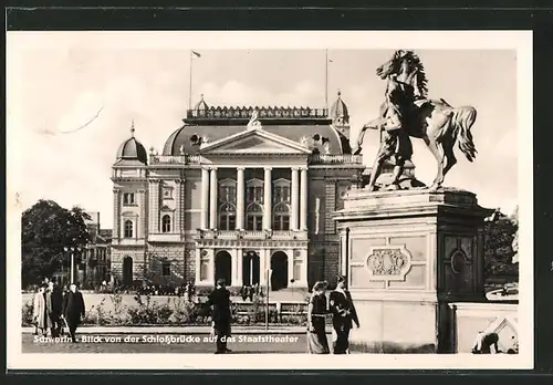 AK Schwerin, Staatstheater von der Schlossbrücke aus