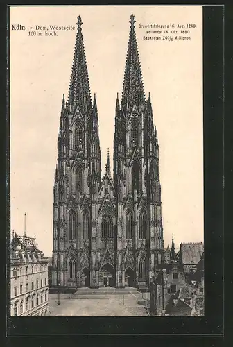 AK Köln, Der Kölner Dom, Blick von Westen auf den Dom