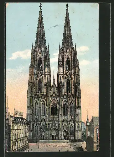 AK Köln, Der Kölner Dom, Ansicht von Westen aus