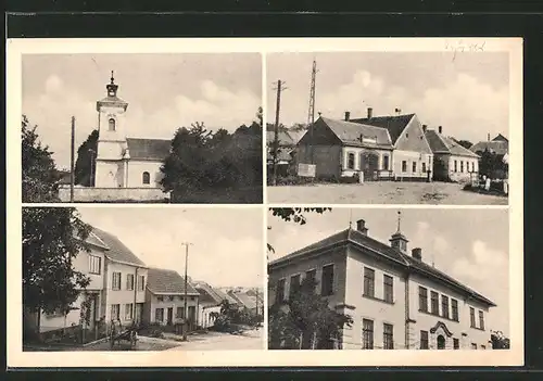 AK Habrovany, Kirche, Strassenpartien, Gebäudeansicht