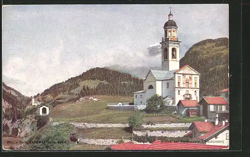 AK Tiefencastel, Kirche oberhalb des Ortes