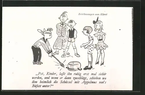 AK Kinder spielen Topfschlagen, Comic